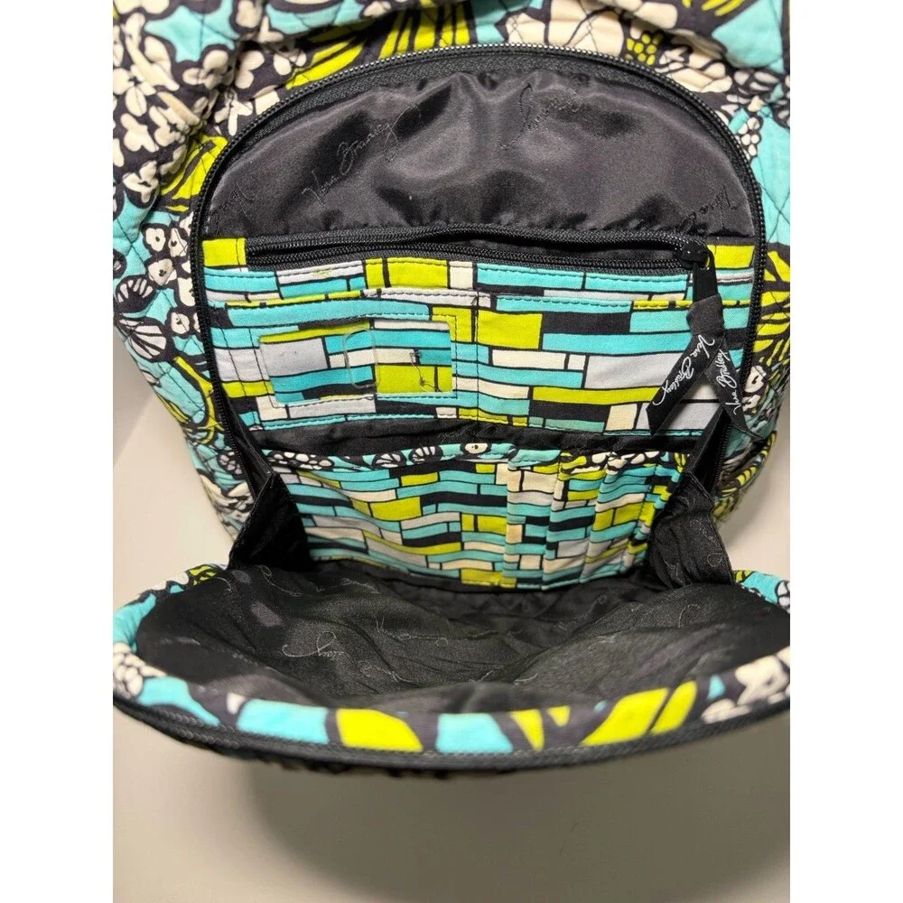 Vera Bradley Island Blooms Laptop Computer Backpack Pockets & Compartments